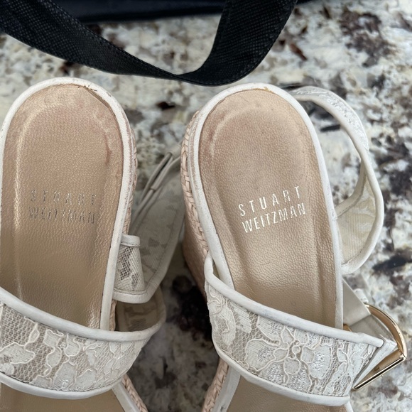 Stuart weitzman ivory lace wedges with gold hardware - Picture 9 of 12